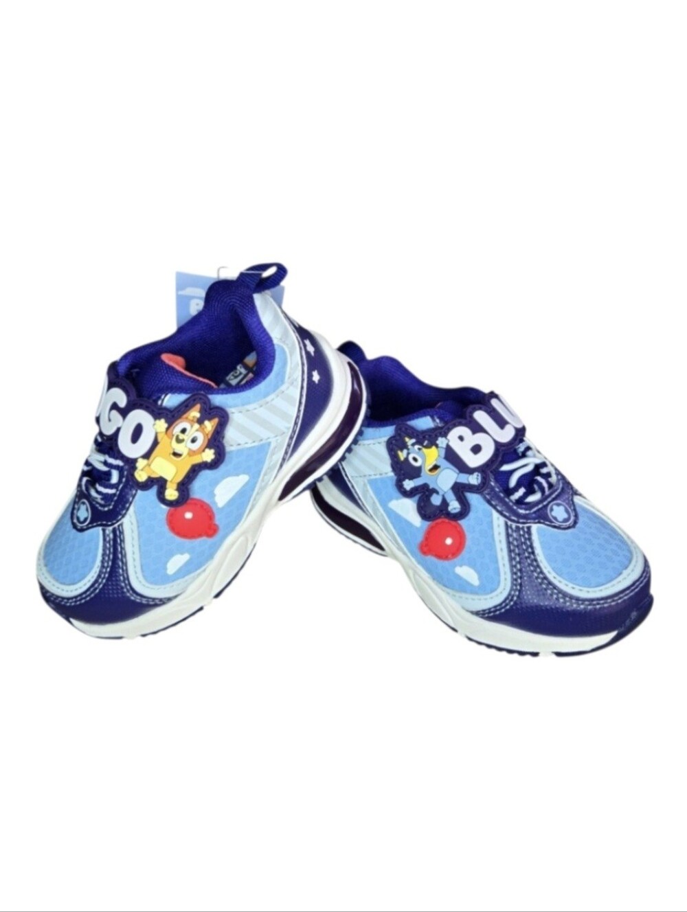 Bluey Lighted Athletic Sneakers w/ Characters and Names in Blue, Size 7 Boys NWT